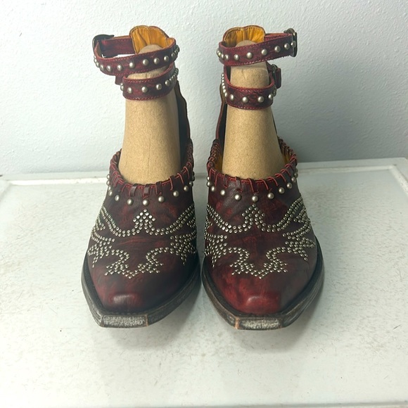 NEW Old Gringo Evangelina ruby red strappy cowboy boot shoe booties shooties 9B - Picture 2 of 13